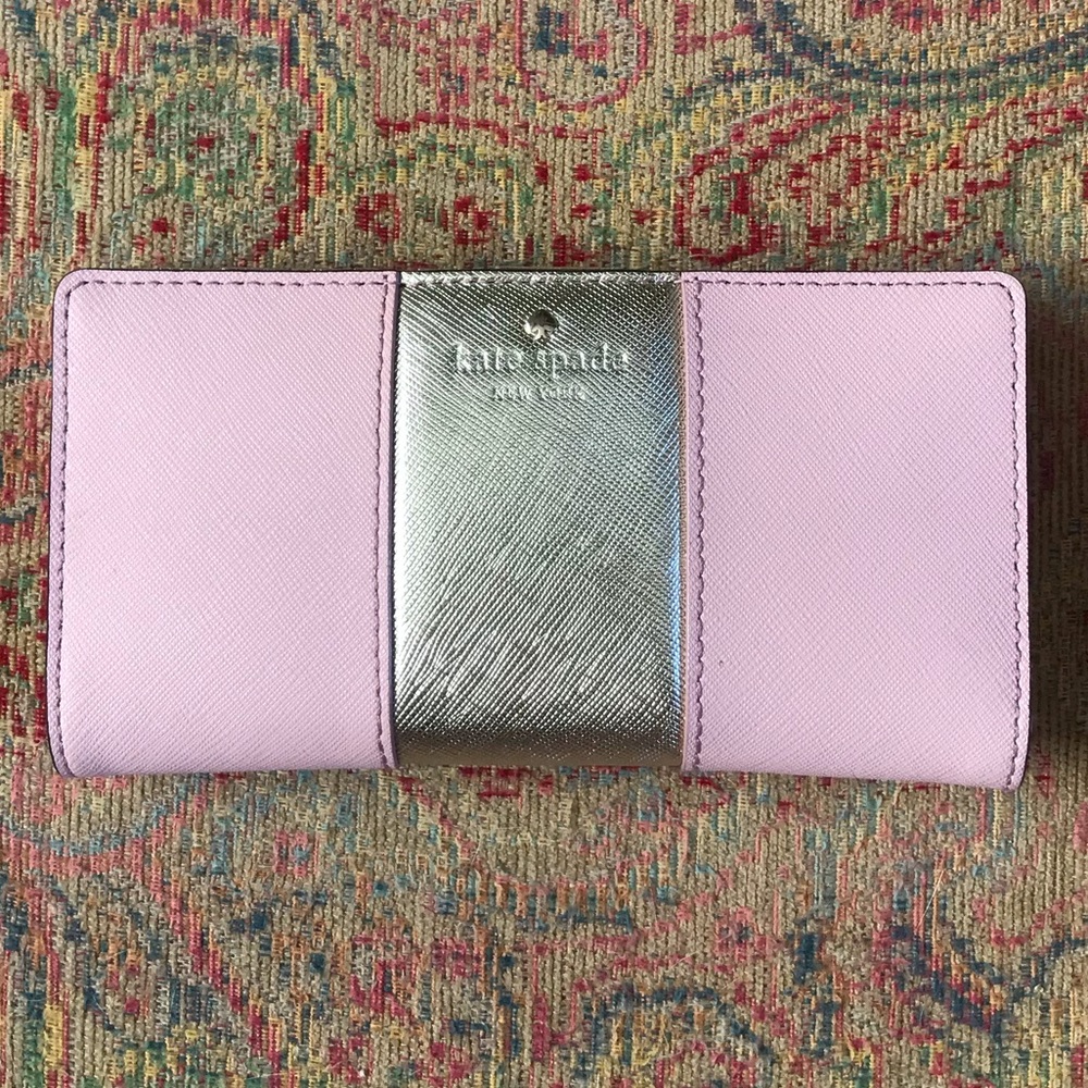 Silver stripe pink Kate Spade wallet